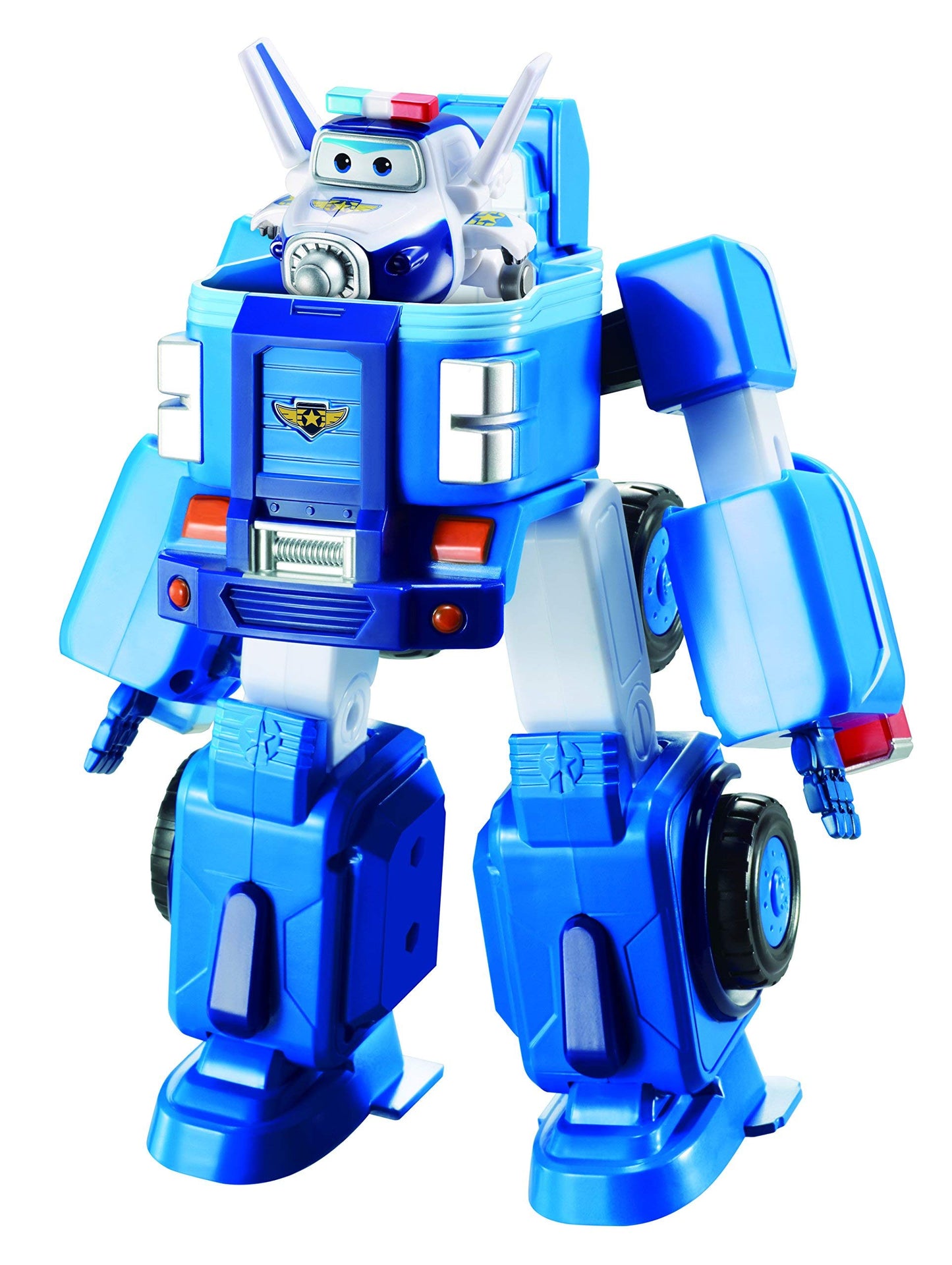 Super Wings 7" Paul's Police Cruiser with 2" Transform-a-Bot Paul Mini Figure, Transforming Airplane Toys Vehicle Set, Fun Preschool Toy Plane for 3 4 5 Year Old Boys and Girls, Birthday Gift