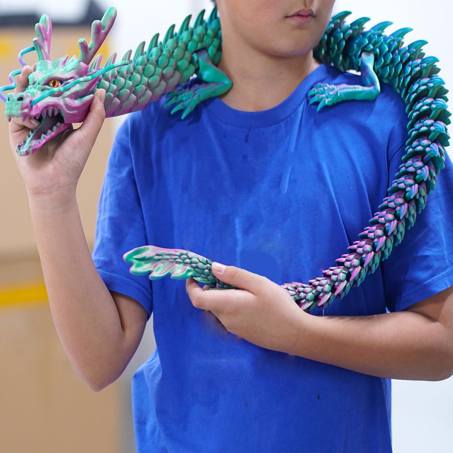 Large 3D Printed Dragon Toys,XXL Animals 47.3 inch Super Long and Big Size lacertid Figurines,Giant 3 D Printer Stuff Dragons Egg,Huge Fidget Action Figures,Cool 3-d Print Gifts (47.3inch-PG)