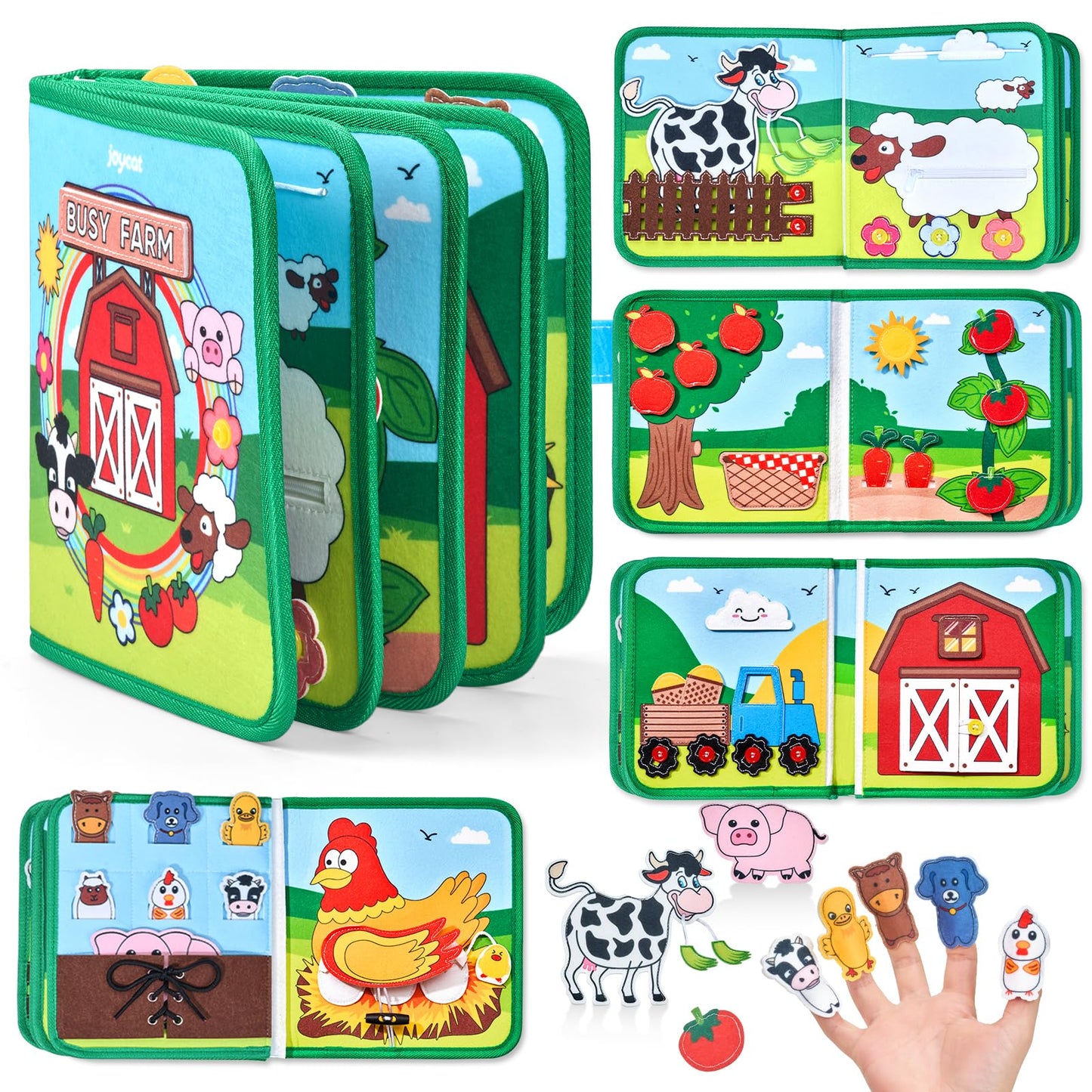 JoyCat Farm Busy Book for Toddlers 1-3 - 1 Year Old Boys Girls Gifts Toys + Silicone Alphabet Magnetic Letters, 26 Uppercase ABC Fridge Magnets for Toddlers & Kids