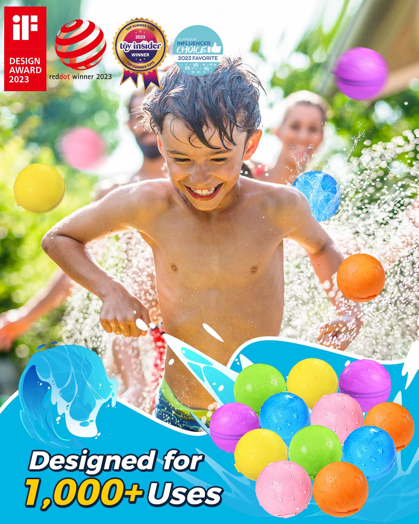 12Pcs Reusable Water Bomb balloons, Summer Toy Water Toy for Boys and Girls, Pool Beach Toys for Kids ages 3-12, Outdoor Activities Water Games Toys Self Sealing Water Splash Ball for Fun