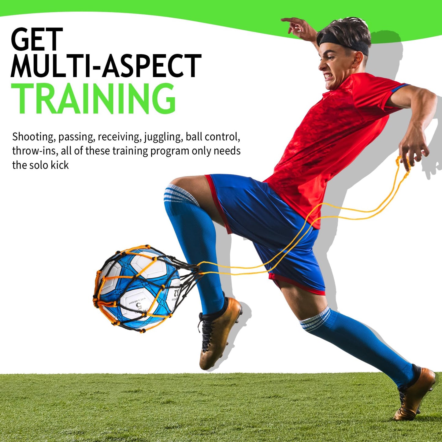 Libima 24-Piece Solo Soccer Kick Trainer - Bungee Juggling Net for Kids, Fits Ball Size 3, 4, 5