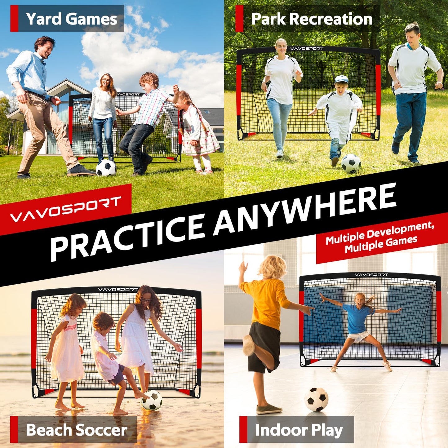 Kids Soccer Goals for Backyard Set, 6×4ft Portable Soccer Goal & Ball Training Equipment with Cones, Target, Youth Toddler Pop Up Soccer Net for Kids 3-12 Sports Play Outdoor Games Gifts