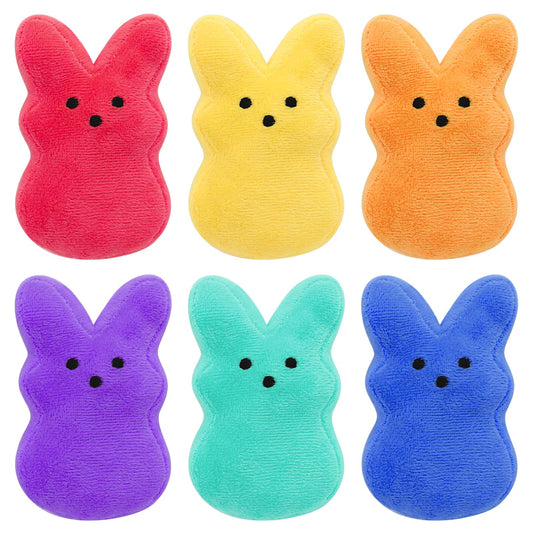 RLXGCZ 6 Pcs Easter Bunny Plush Toys,Easter Basket Stuffers Toys for Kids,Bunny Stuffed Animals, Easter Party Favors Gift Toys for Kids