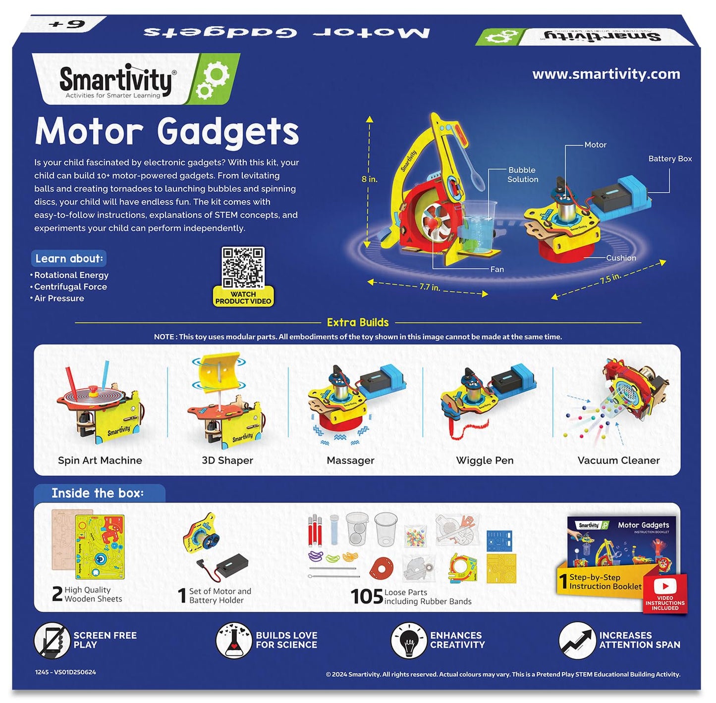 Smartivity 10-in-1 Motor Powered STEM Engineering Kit for Kids I 10+ Fun Electronics Projects for Smart Kids | DIY Science Kit/Toy for Ages 6,7,8,9,10,11,12 Years Old Boys & Girls
