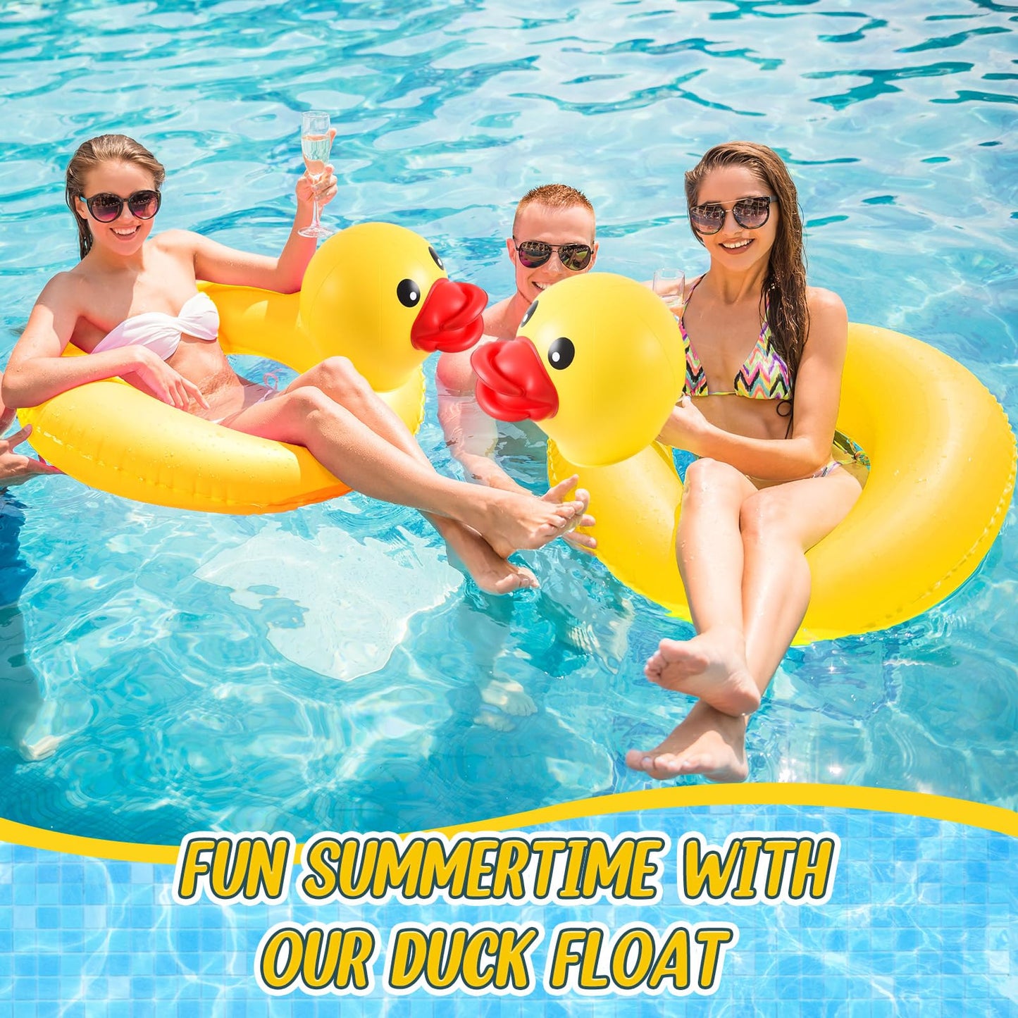 Hungdao 2 Pcs Light up Funny Duck Pool Floats Glow Large Rubber Ducks Floatie Tube Inflatable Duck Swimming Ring for Summer Beach Swimming Pool Carnival Birthday Party Supplies(Classic)