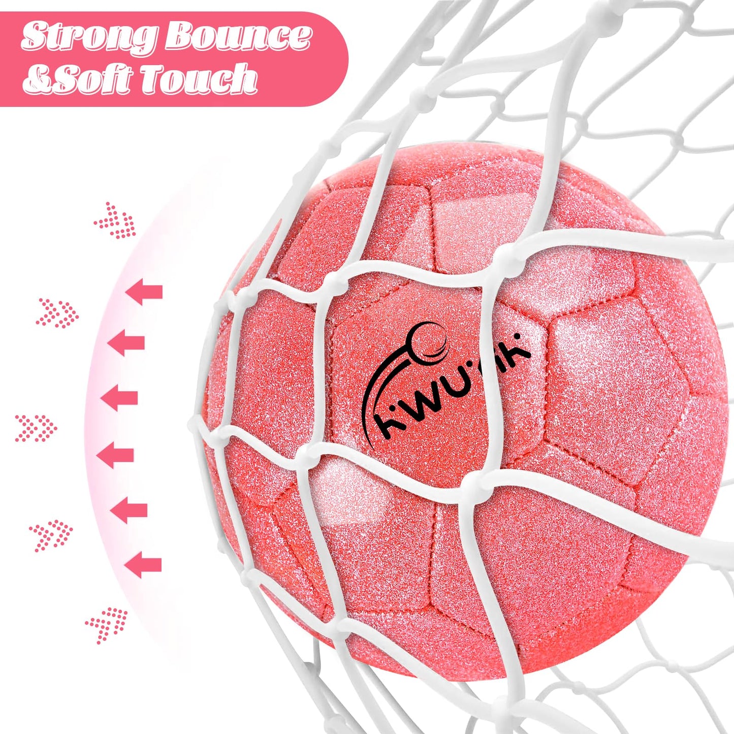 OKWUYiK Size 5 Glitter Pink Soccer Ball Set with Pump Soccer Ball for Youth Adults Training Toddler Soft Sports Outdoor Training for Back to School Kit Sports Toddler Gift