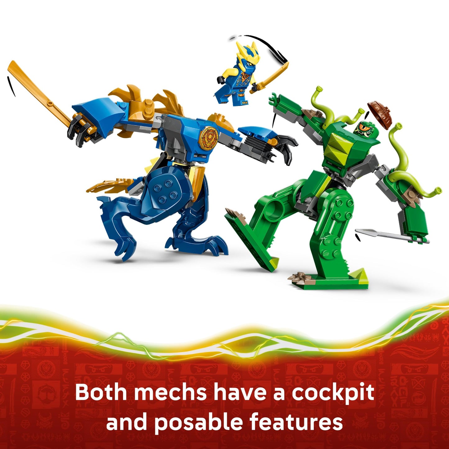 LEGO NINJAGO Jay's Dragon Mech Fight Building Toy - Pretend Play Set for Boys & Girls, Ages 4+ - Includes 2 Minifigures - Gifts for Birthdays - 71853