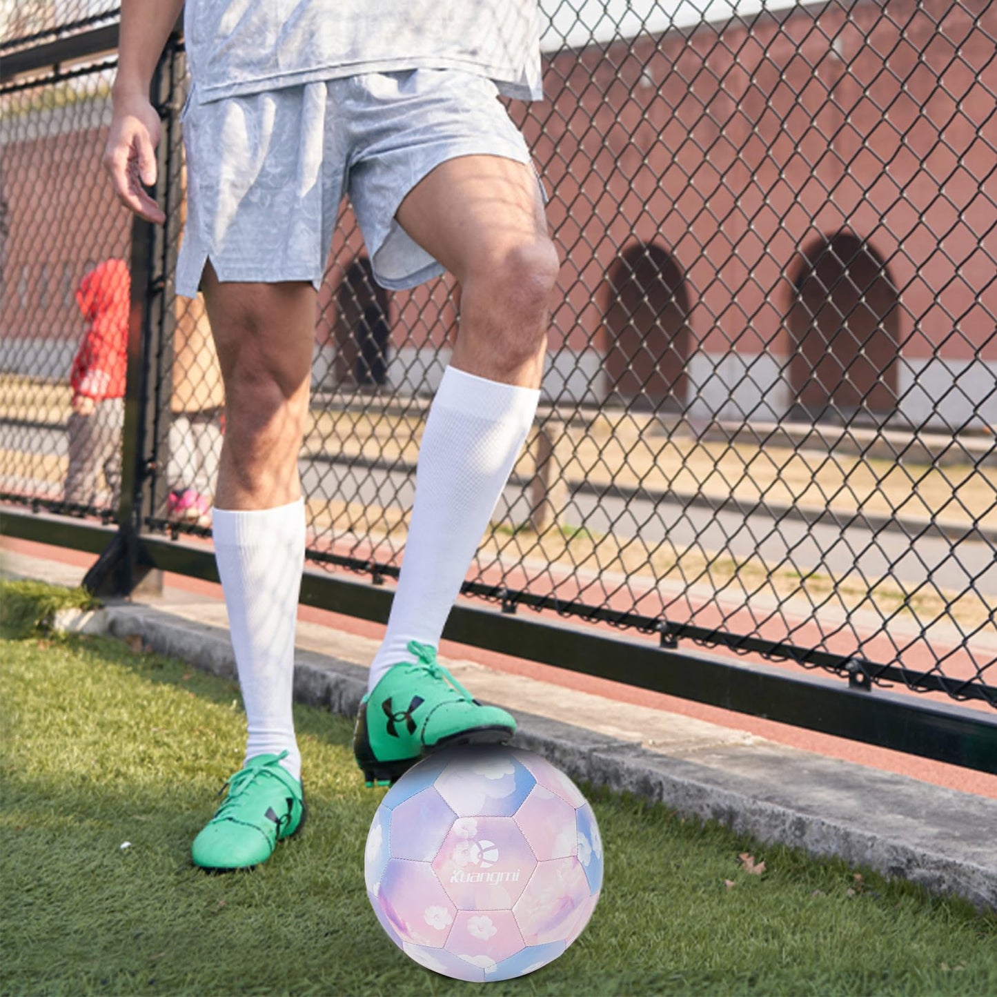 Kuangmi Soccer Ball, Official Size 5 Match Ball, Youth & Teenager & Adult Soccer Players, Sports Training Playing Practice Game Ball(Marshmallow)