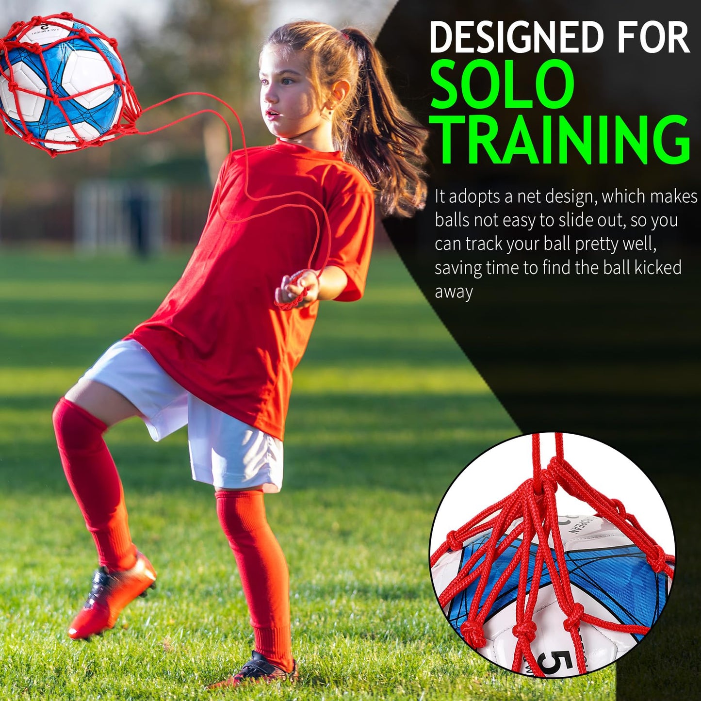 Libima 24-Piece Solo Soccer Kick Trainer - Bungee Juggling Net for Kids, Fits Ball Size 3, 4, 5