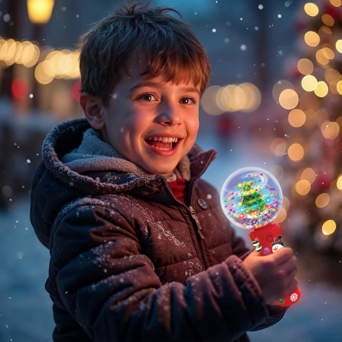 ArtCreativity Christmas Tree Light Up Spinner Wand for Kids - 7.5 Inch Light Up Spinner Wand - LED Holiday Spinning Toy with Batteries Included - Christmas Sensory Toys for Kids with Autism