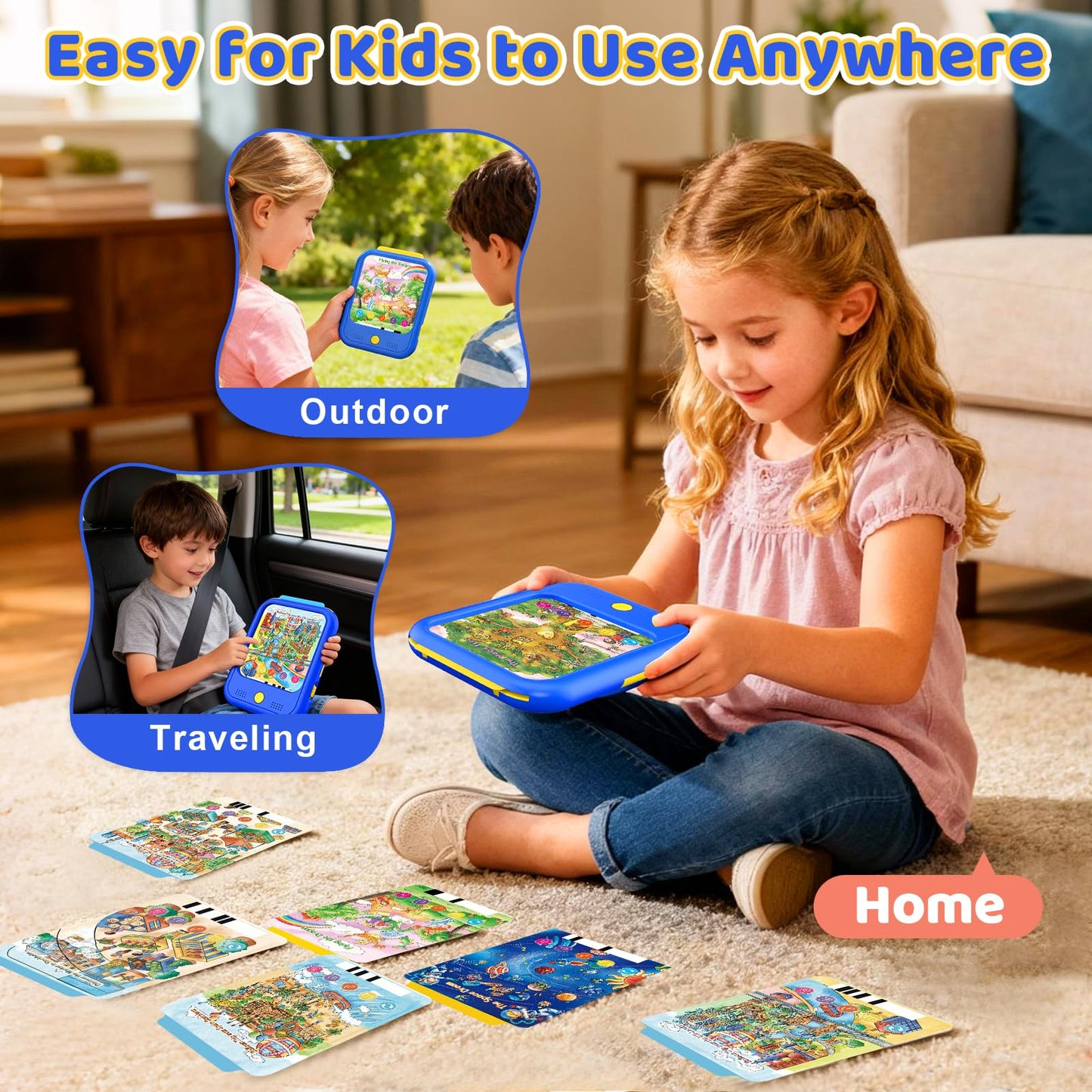 Kids Learning Tablet Bilingual, Montessori Educational Learning Toys for Toddlers 3-5 Year Olds, with 2000+ Words and Games, Autism Sensory Speech Therapy Toys, 3 4 5 6 Year Old Boy Girl Birthday Gift