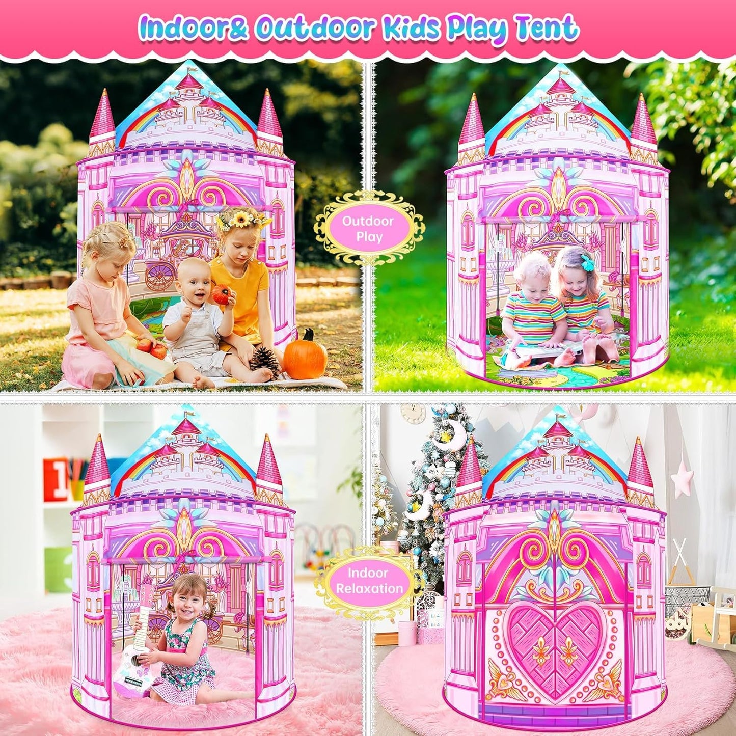 Mnagant Toys for Girls,Large Kids Tent Toddler Girl Toys,Foldable Tent for Kids with Carry Bag Indoor Playhouses,Princess Toy for 3-12 Year Old Girl Castle Playhouse Unicorns Gifts for Girls