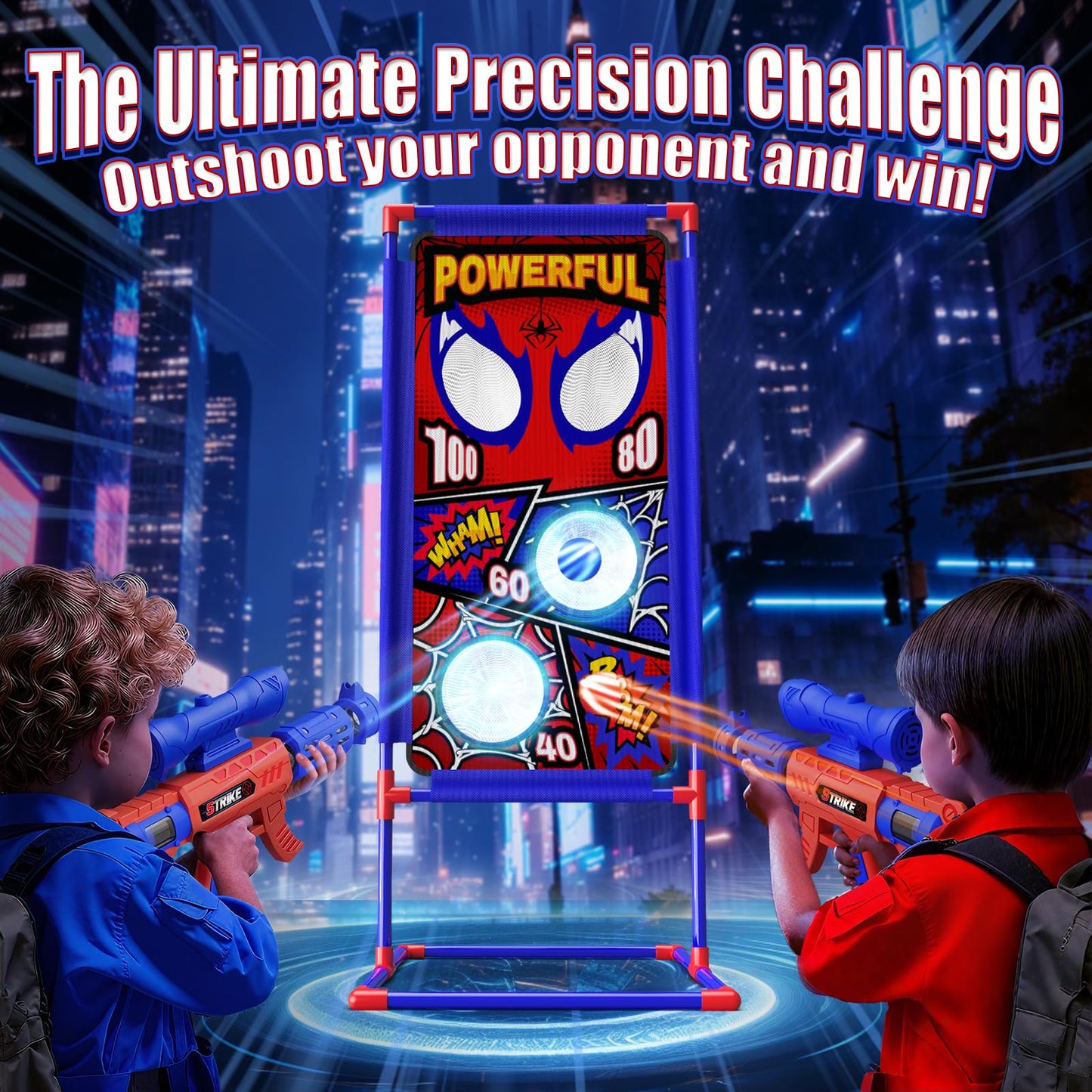 Shooting Toy Set with Hero-Style Target & 2 Cool Air Pump Launcher,Indoor Outdoor Kids Toy,Action Shooting Games,Boys Toys Age 3 4 5 6 7 8 9 10 11 12, Holiday Presents for Boy