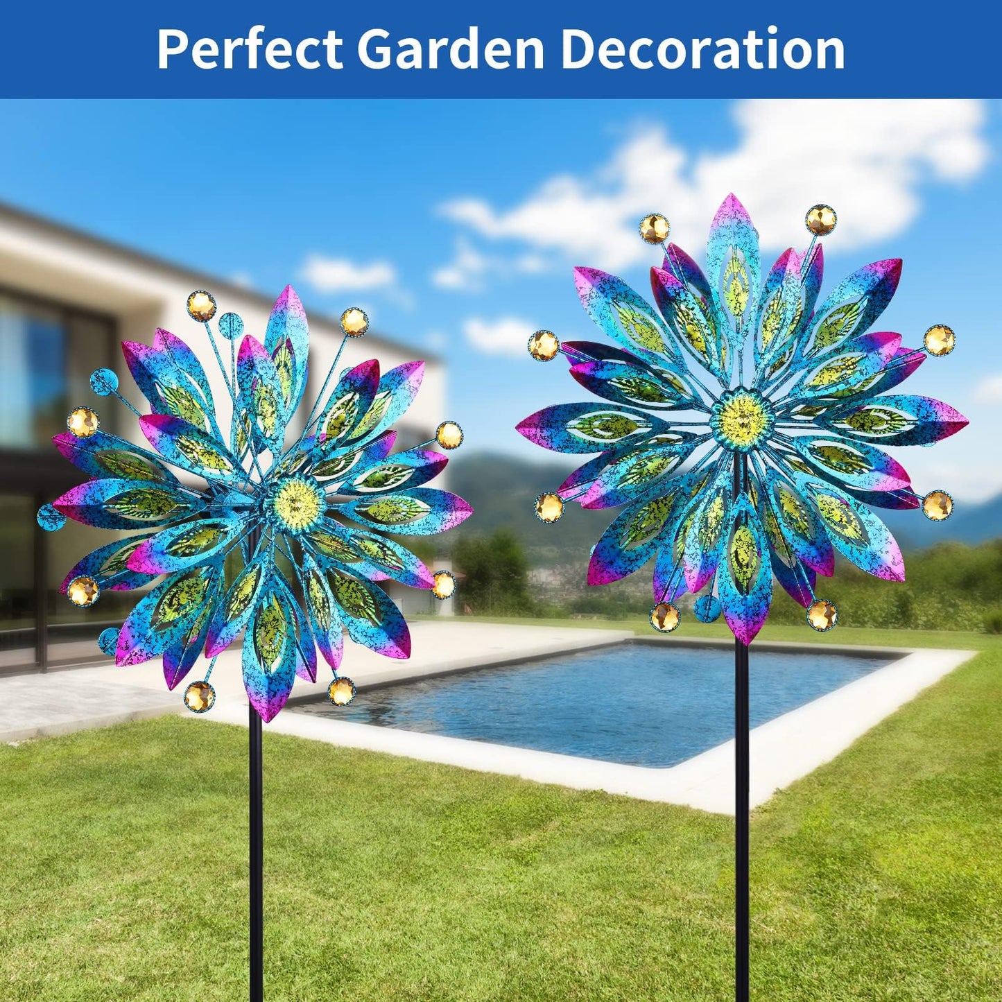 Wind Spinner for Yard and Garden Windmill Outdoor Metal Kinetic Wind Sculpture Dual Direction 360 Degrees Swivel for Yard Patio Lawn Decoration,61 Inch