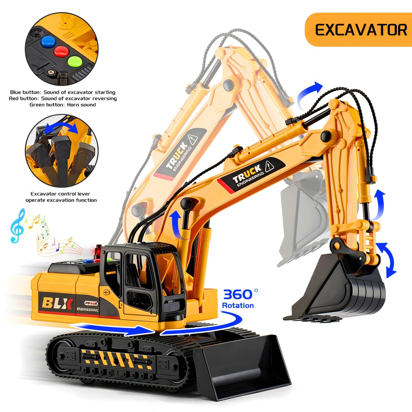 LerBao 2 Pack Large Construction Engineering Truck Toys,Moveable Claw Excavator & Lifting Back Dump Truck Toy for 3 4 5 6 7 8 Years Old Boys Kids Childs Toddlers Birthday