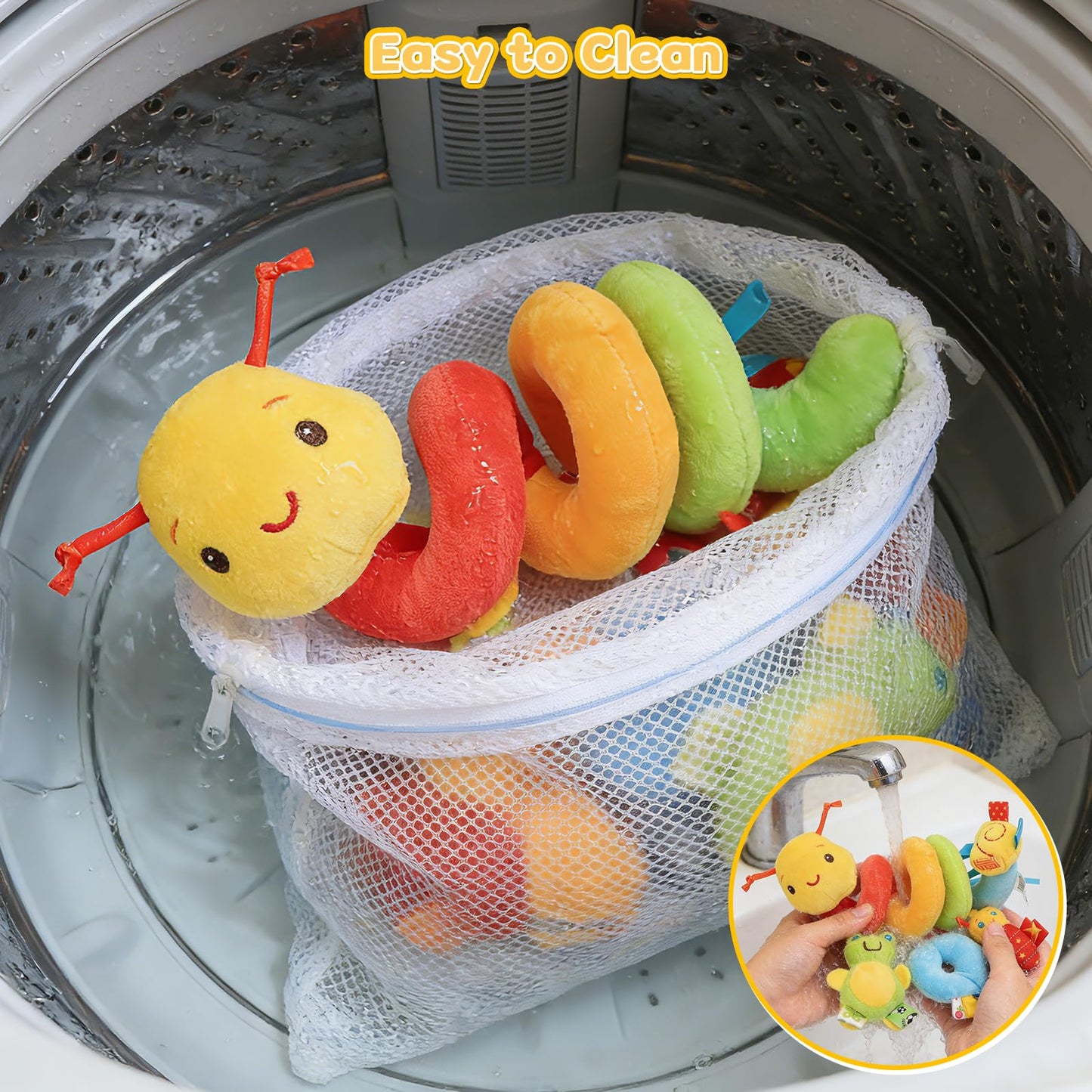 FPVERA Car Seat Toys for Babies 0-6 Months, Hanging Carseat Toys for Infants 0-12 Months, Spiral Plush Caterpillar Sensory Stroller Toy with Rattles for Baby Essentials Newborn Boy Girl Shower Gifts