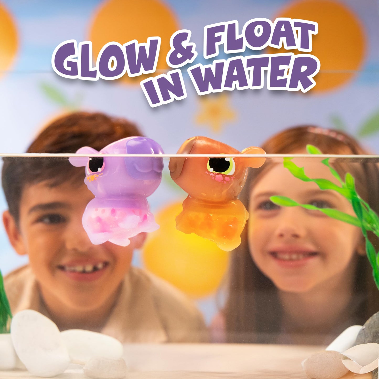 Animagic Let's Glo Capybara Purple | Squishy Water Toy Floats and Glows | Ages 4+