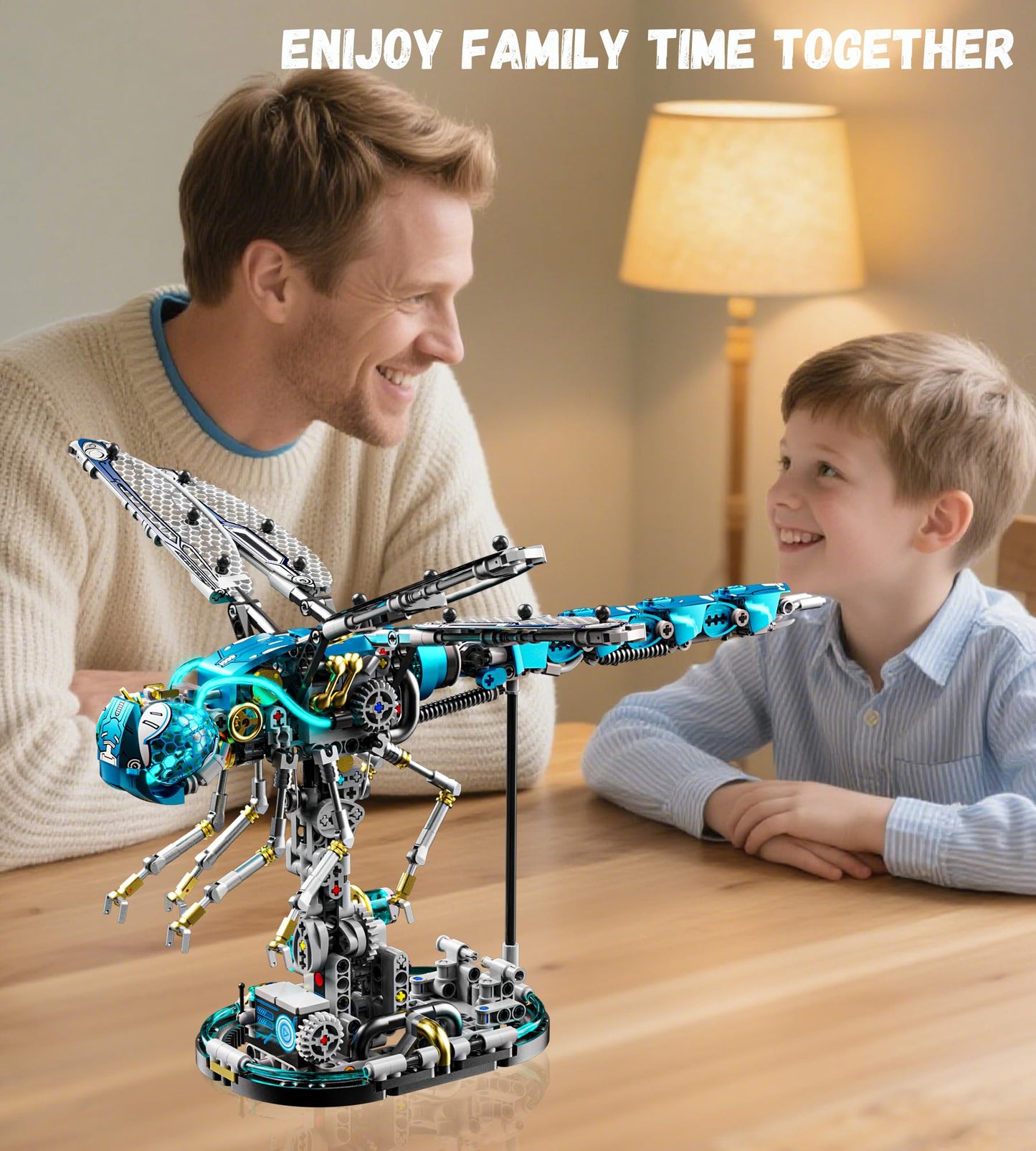 Loyratche Mechanical Dragonfly Building Blocks for Adults, Compatible with Lego, Insect Animal World Model with Light & Display Stand, Educational STEM Toys for Teens Home or Office Décor (866PCS)