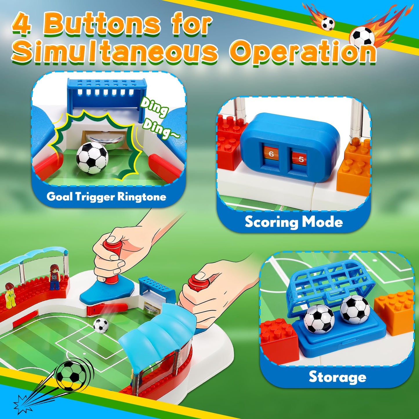 Mini Foosball Table Game Soccer Toys for Kids Ages 3 4 5 6 7 8-12 – Portable Soccer Board Game, Interactive Tabletop Sports Toy, for Boys Girls for Indoor Family Party, Playroom