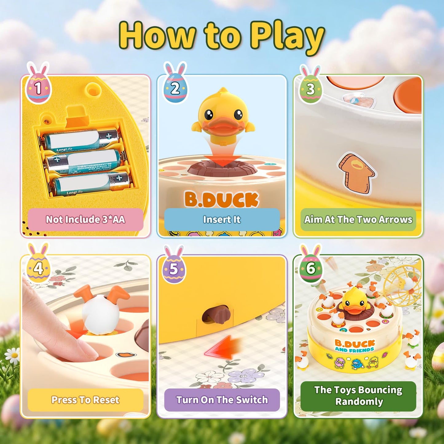 BLF FUN B.Duck Games for Kids Age 4-6, Board Games Bounce and Catch Duck Toys for Kids 4-8, Family Board Games for 5-7 Boys Girls, Birthday Gifts Christmas Party Games for Toddlers 3-5