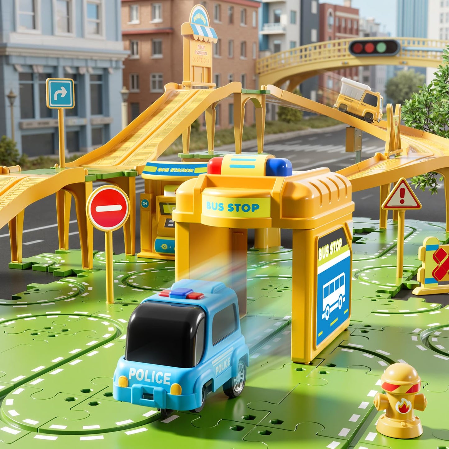 XINNOVEL 3-Tier Large Puzzle Race Car Track Set for Kids 3-5, Puzzle Tracks Car Play Set, Race Tracks Toys for Toddler Boys 3 4 5 6 Year Old, Birthday Gifts for Kids 3 4 5 6 7 8 Year Old Boys Girls