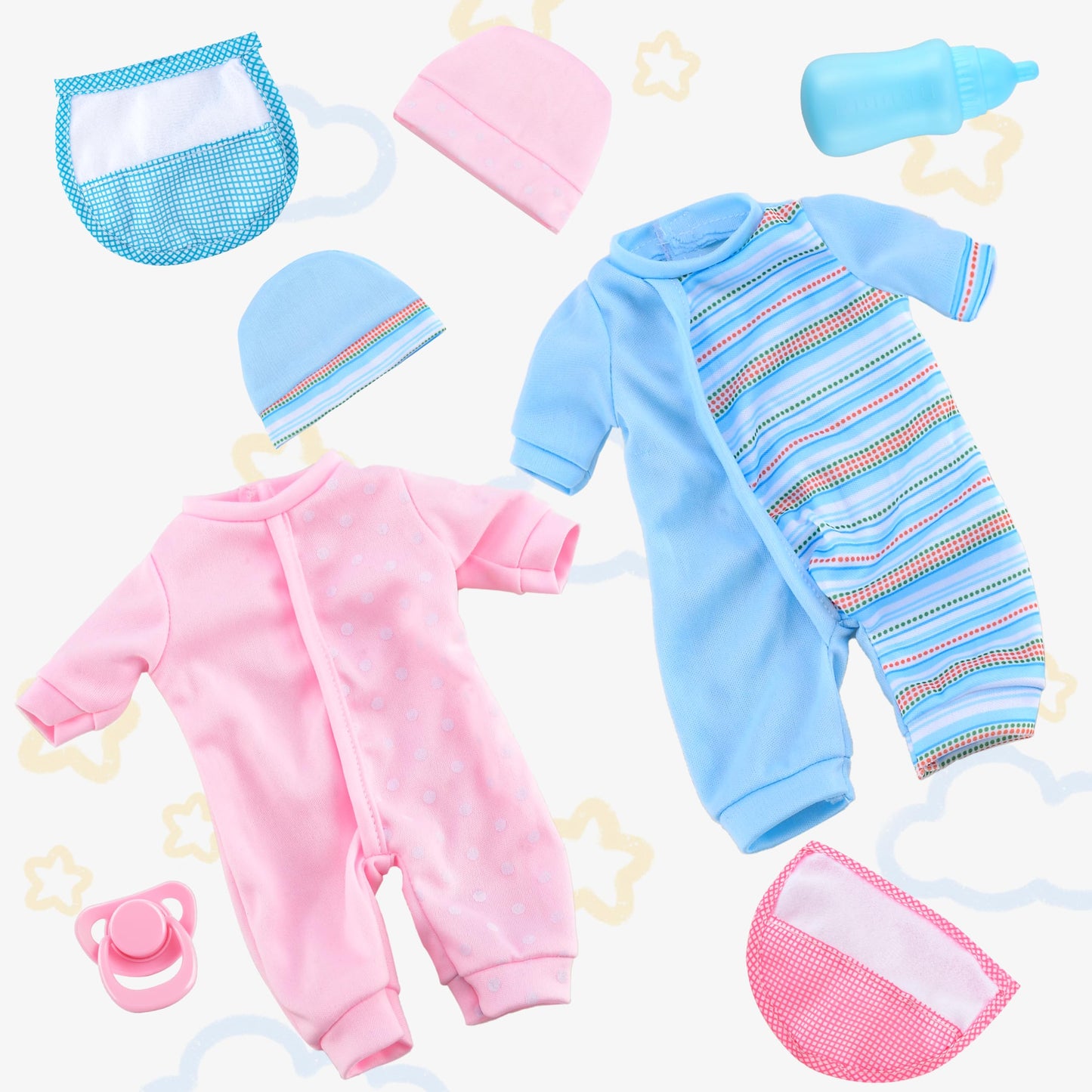 Toy Choi's Twin Baby Dolls 12 inch Soft Body 2 Dolls Playset with Rompers, Hat, Pacifier and Doll Bibs, Gifts for 1 2 3 4 5 Year Old Boys Girls, Toddlers and Kids