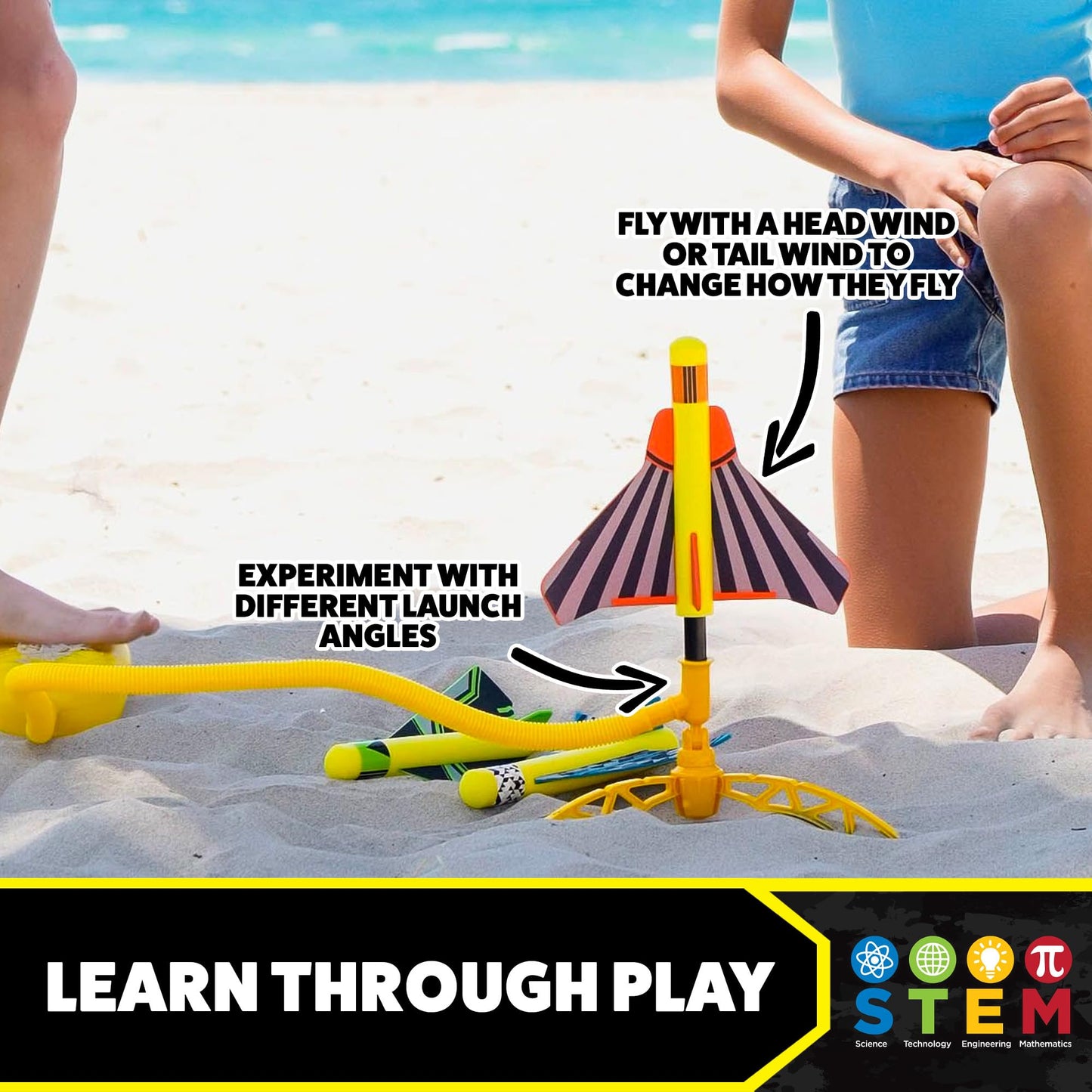 Stomp Rocket Stunt Plane Launcher Toy for Kids - 3 Foam Airplane Toy Soars Over 100 Feet - Unique Tricks & Adjustable Plane Rocket Launcher Stand - Fun Outdoor Toys & Gift for Boys or Girls
