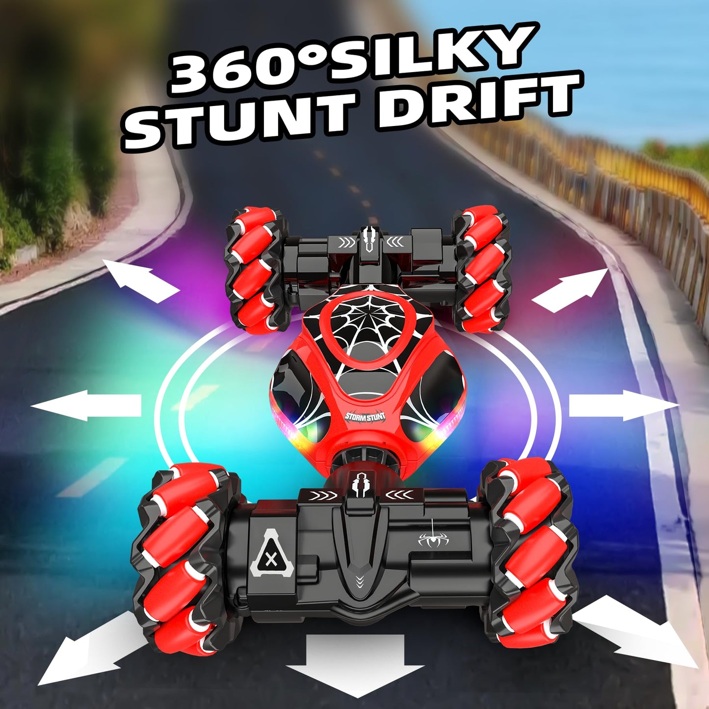XUERENTECH Spider Remote Control Car Gesture Sensing Hand Controlled Stunt Car, 4WD Drift Twist Off-Road Vehicle with Light Music, Birthday Xmas Gifts Suitable for Boys and Girls