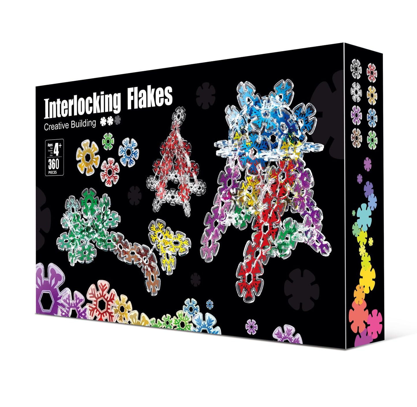 Pleykele Translucent Snowflakes Interlocking Building Chips，360PCS Interlocking Discs, STEM Learning Construction Blocks Toys, Brain Development Playset for Girls and Boys Aged 4+