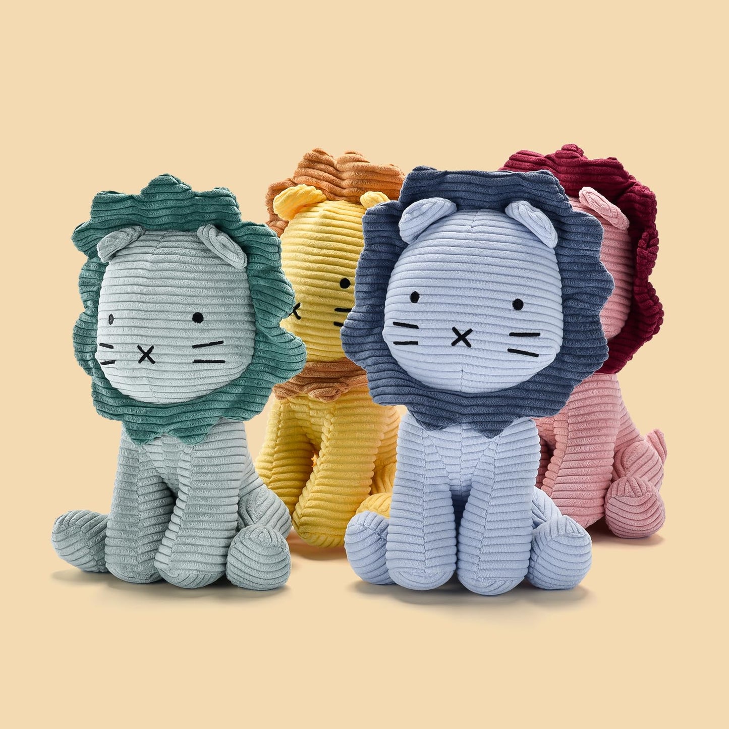 SILI FACTORY Lion Plush Corduroy (Green) 11" Stuffed Animal for Baby, Toddler, Kids, Adults - Lion Corduroy Toy-Adorable Toy Made from Kid-Friendly, Quality Material