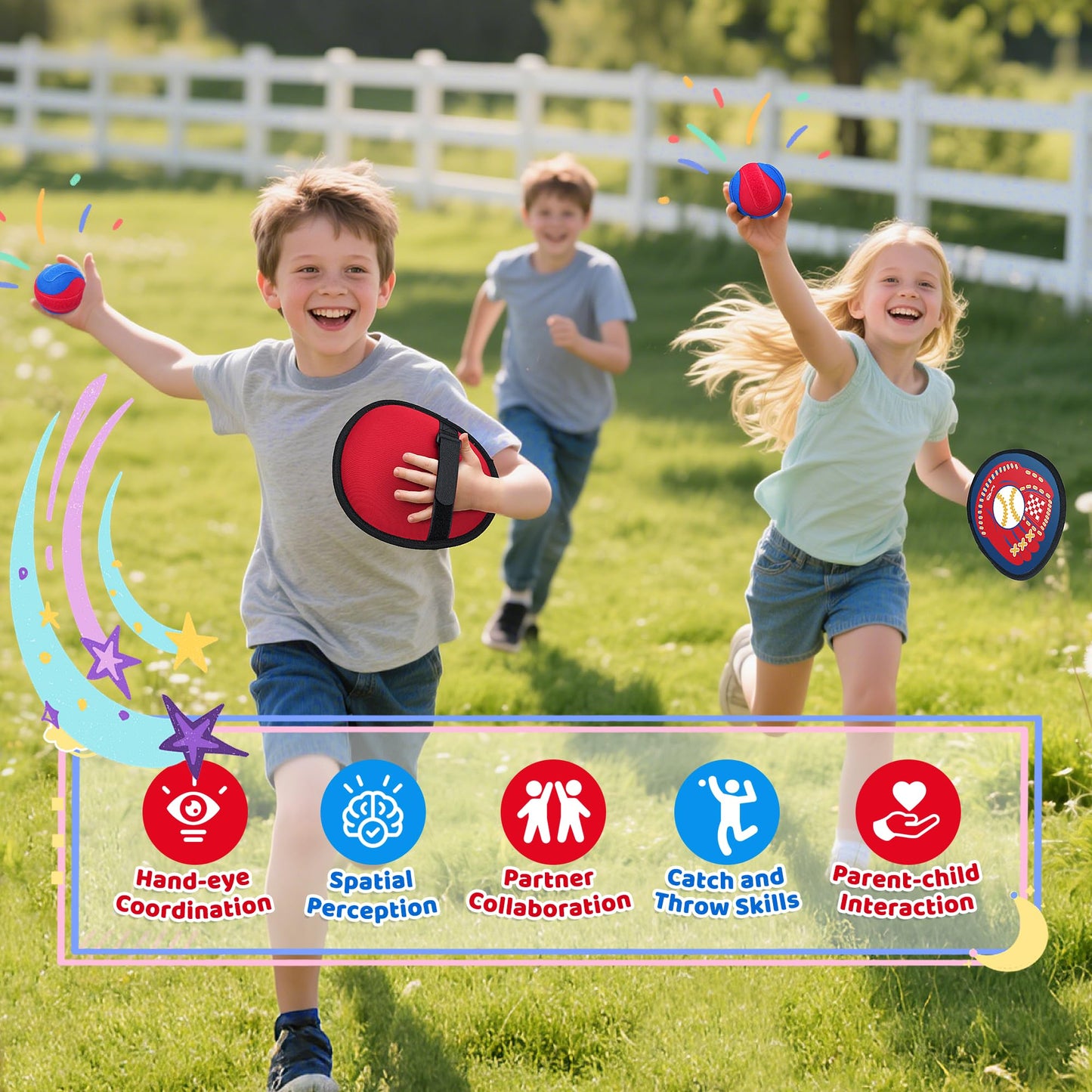 Twinkoo Toss and Catch Ball Game Set for Kids 3-5, Kids Toddler Baseball Glove & Catch Ball Toys,Kids Outdoor Games for Family, Toys for Beach Pool Yard Outside, Birthday Gift for Ages 3 4 5 6 7 8-12