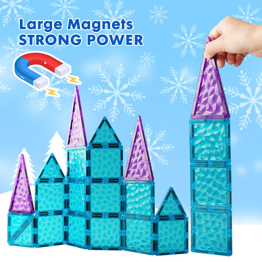 NEOFORMERS Magnetic Tiles 26 pcs Frozen Castle Magnetic Tiles - 3D Diamond Building Blocks, STEM Educational Kids Toys for Pretend Play, Birthday Gifts Montessori Sensory Educational Magnet Toys
