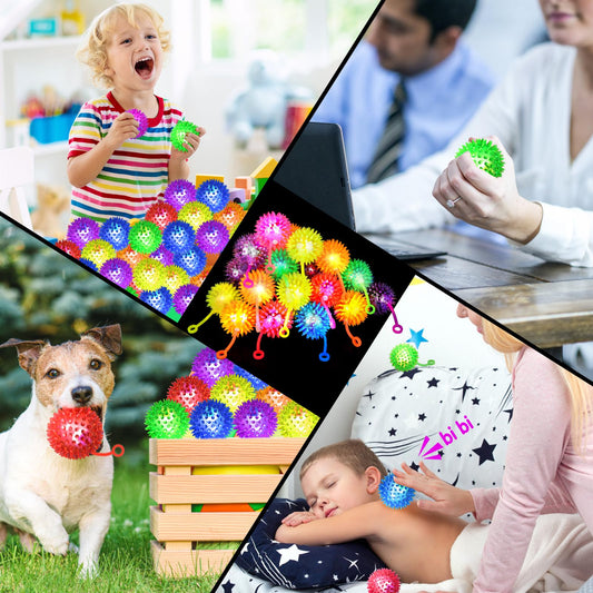 SHQDD 100PCS Light Up LED Bouncy Balls for Toddlers 1-3 Years - Flashing Sensory Toys, Child-Safe Rubber Ball with 6 Colors, Bulk Party Favors & Carnival Prizes for Kids, Stress Relief Toys for Adults