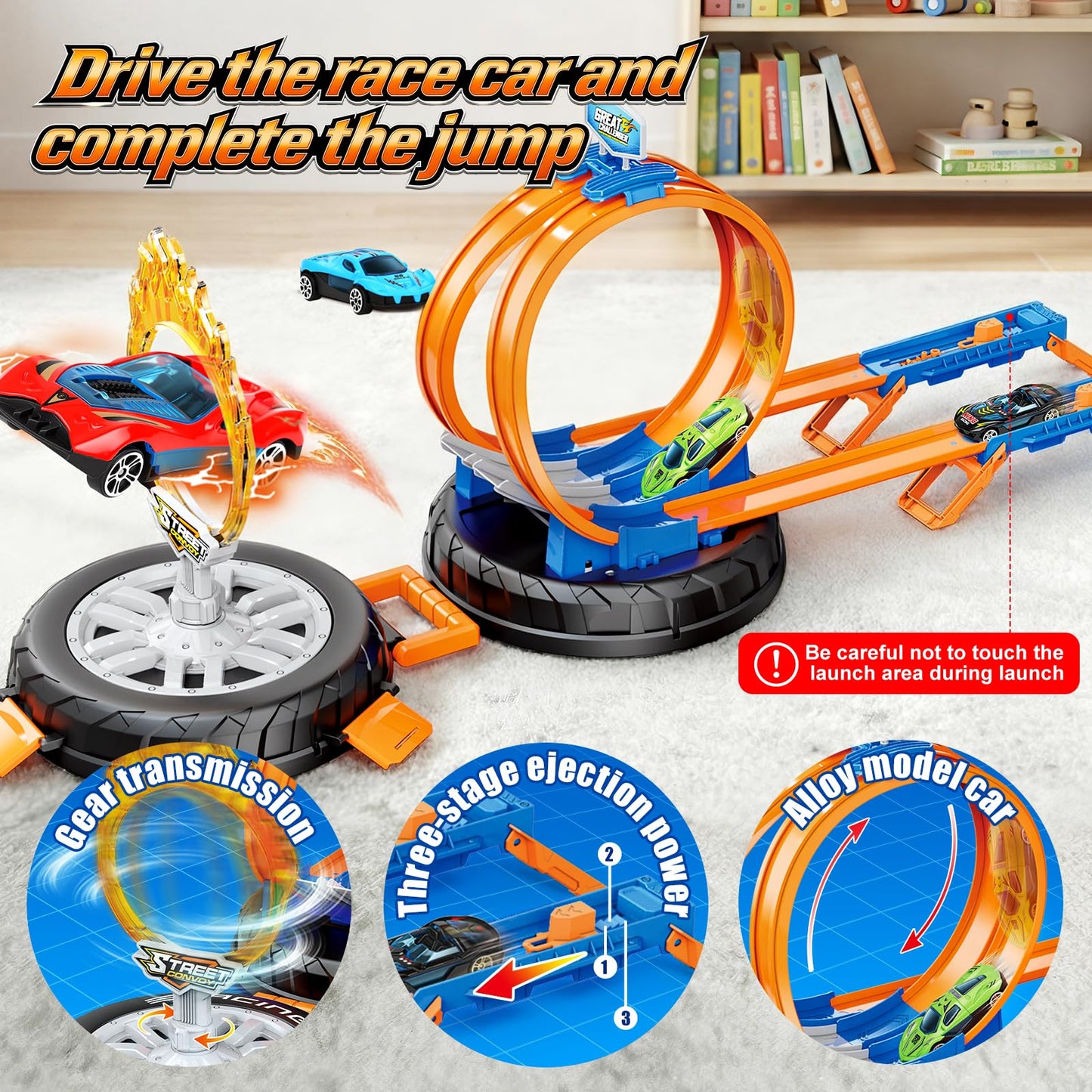 2026 Race Car Track Set Toy for Kids, Stunt Racing Playset with 360°Loop Car Track with Four 1:64 Scale Vehicles Gift Toys for Boys Girls Ages 3 4 5 6 7 8 (Standard)