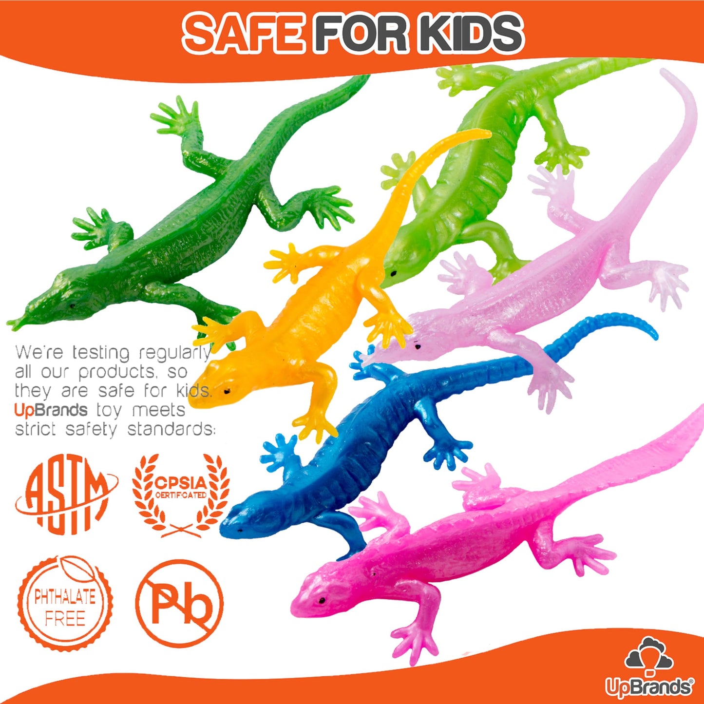 UpBrands Rubber Lizards Toys Bulk Set, Preschool Valentine Gifts, Kit for Birthday Party Favors for Kids, Goodie Bags, Pinata Filler, Students Classroom Valentines Day Gifts for Kids (48 Pack)