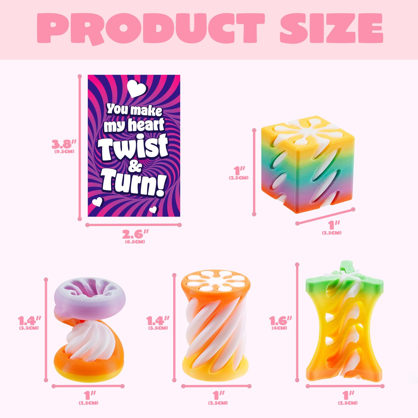 JOYIN 28 Pcs Valentines Day Gift Impossible Spiral Cone Stress Toy with Valentine Cards, 3D Printed Passthrough Toy for Kids Valentine Party Favors Gift Classroom Exchange Boys & Girls