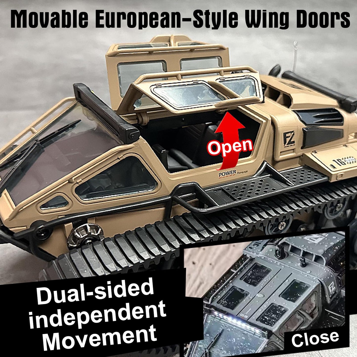 XINGRUI 1:16 Scale Remote Control Car Military Crawler Off-Road RC Tank with 4WD, Adjustable Speed/Steering, 2 Batteries & Openable Doors – All-Terrain RC Truck for Kids Adults, Birthday Gifts