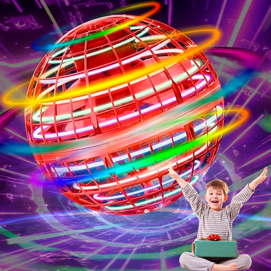 SUMMERLANGUAGE Flying Orb Ball Toy - 2025 Upgraded Magic Flying Orb Toy with LED Light 360°Rotating, Boomerang Flying Toys Indoor Outdoor Fun Games, for Boys Girls Adults Kids (Red)