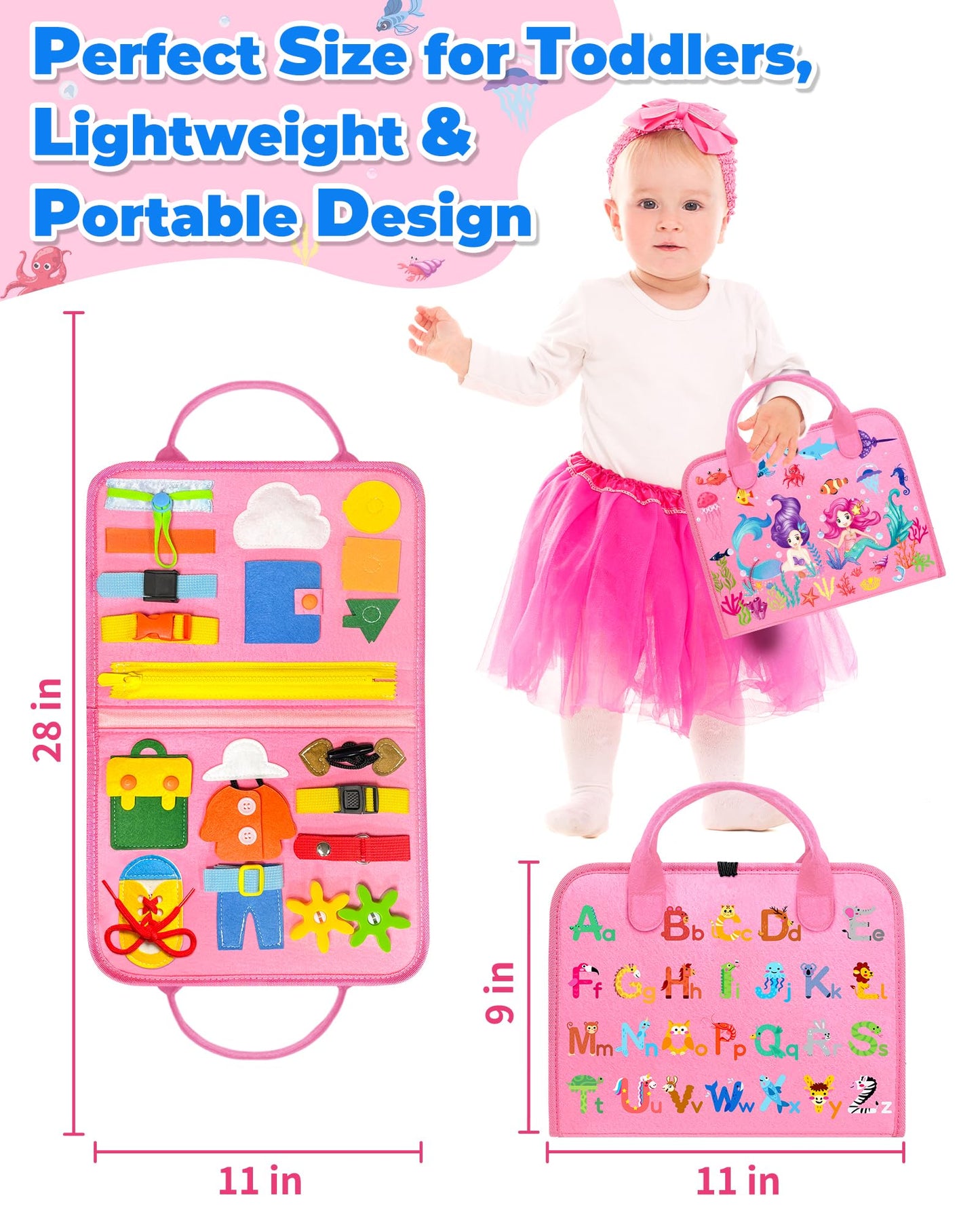 Gojmzo Busy Board Montessori Toys for Toddler Girl Birthday Gifts, Busy Book Sensory Toys for Toddlers, Learning Educational Toddler Travel Activities
