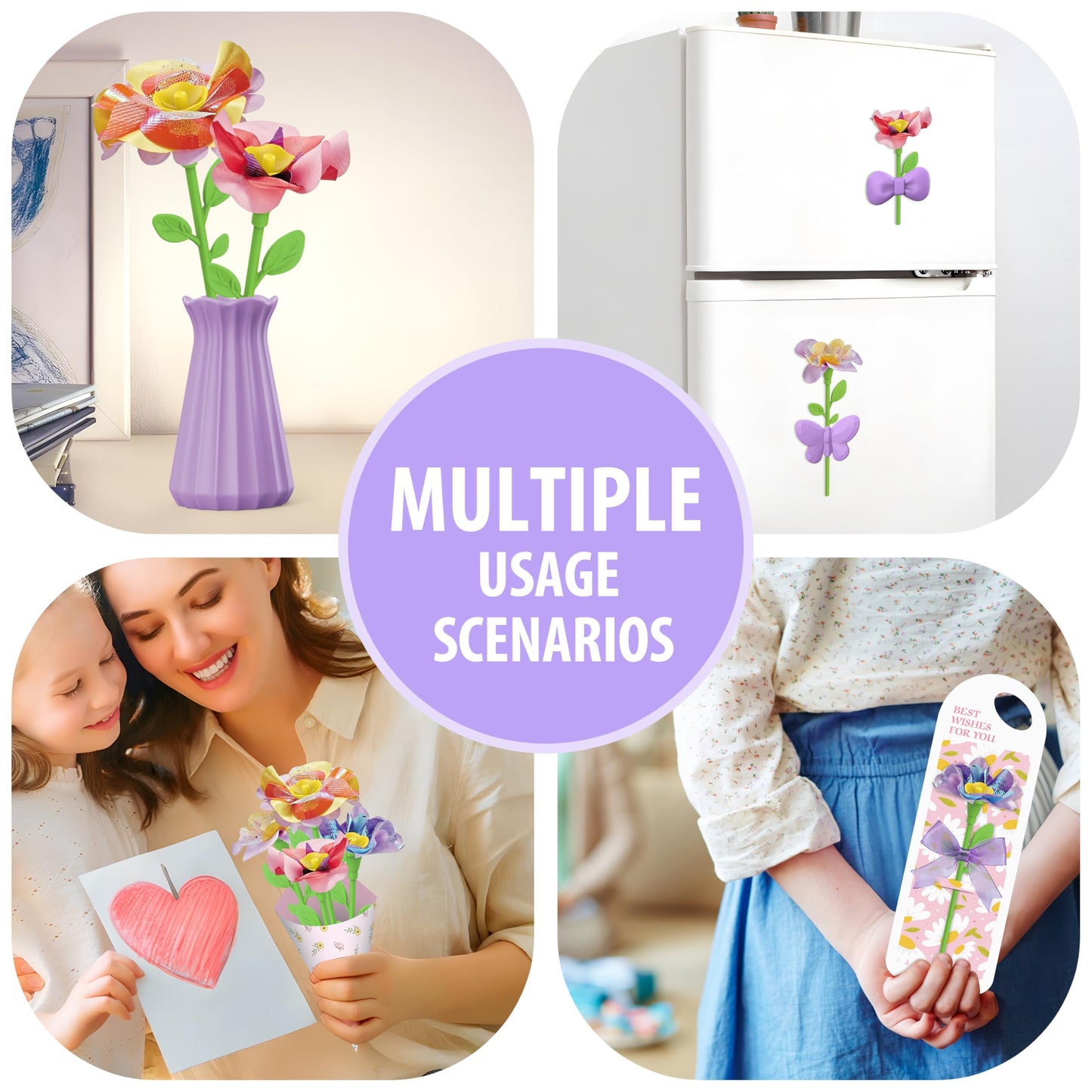 Wiyeang DIY Fabric Flower Bouquet Kit for Girls,Arts and Crafts for Kids Ages 6-12,Birthday Gifts Ideas for Girl 6 7 8 9 10 11 Year Old-Light and Music Flowers Market Toy