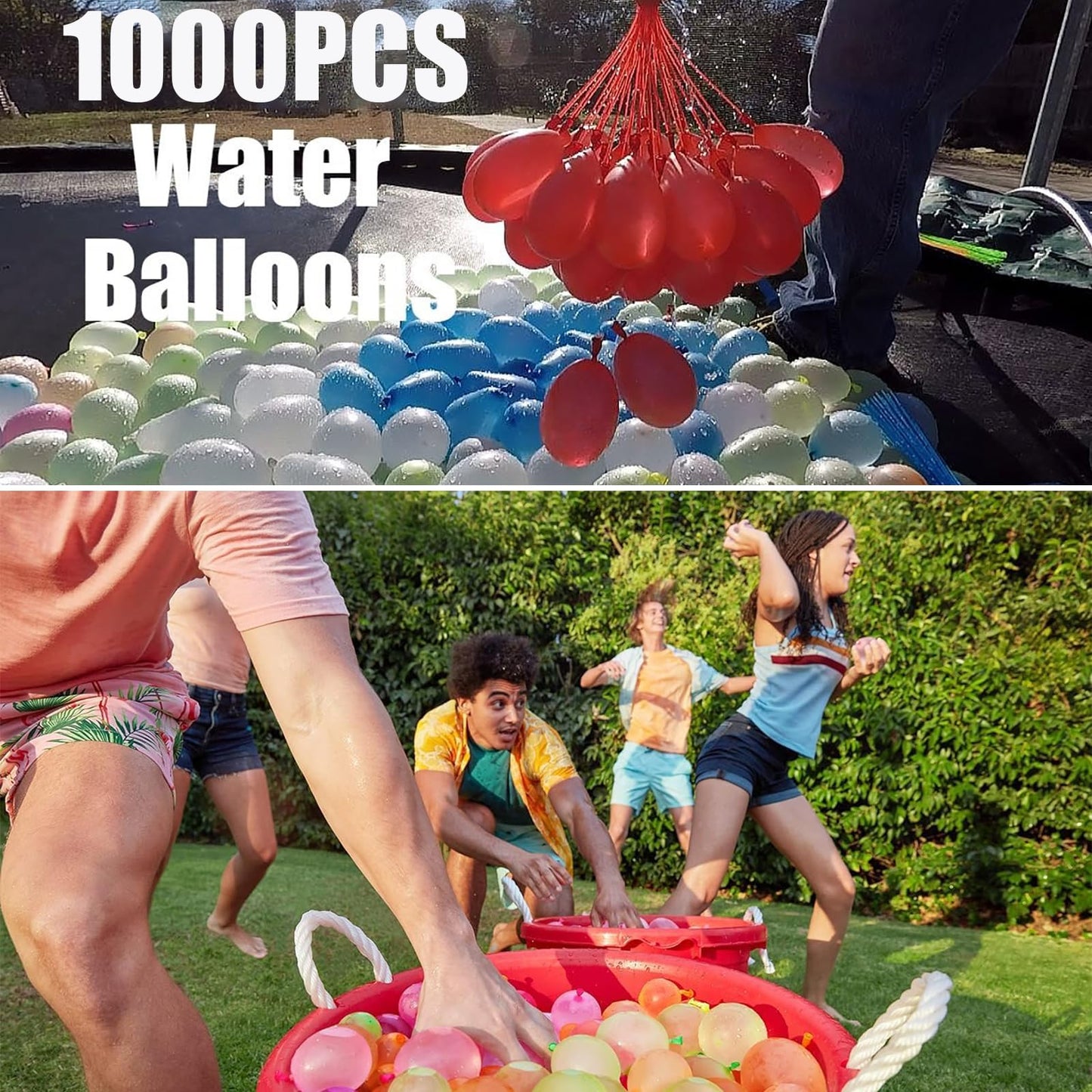Water Balloons Quick Fill 1000 – Self-Sealing, Fills 100 in 60 Sec, Inflates to 3 Inches, No Pump Needed, for Summer Outdoor Party & Kids Water Fight, Bulk Latex Balloons (1000PCS) (1000pcs)