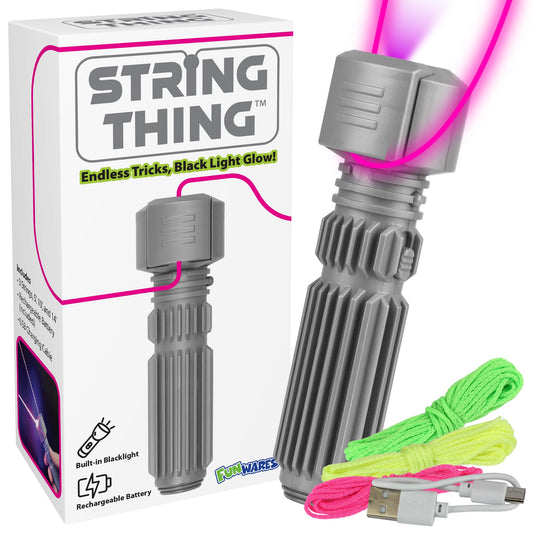 Funwares String Thing - Glowing String Toy with Built-in Blacklight for Stunning Visual Effects - Perfect for Kids, Teens, and Adults - Cool Gadget for Amazing Tricks and Endless Entertainment