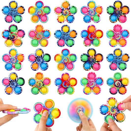Gigilli 24 Pcs Pop Fidget Spinner Bulk, Treasure Box Toys for Classroom Prizes ADHD, Mini Sensory Fidget Toys for Kids Adults, Party Favors Goodie Bag Stuffers Gifts for Kids
