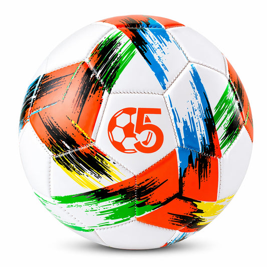 Soccer Ball Size 5 Size 4 size 3 Deflated - Bright Tri-Color Design, Vibrant & Multicolor Indoor/Outdoor Training Sports Ball - Official Size for Kids Youth Teens Adult - Ideal Soccer & Birthday Gift