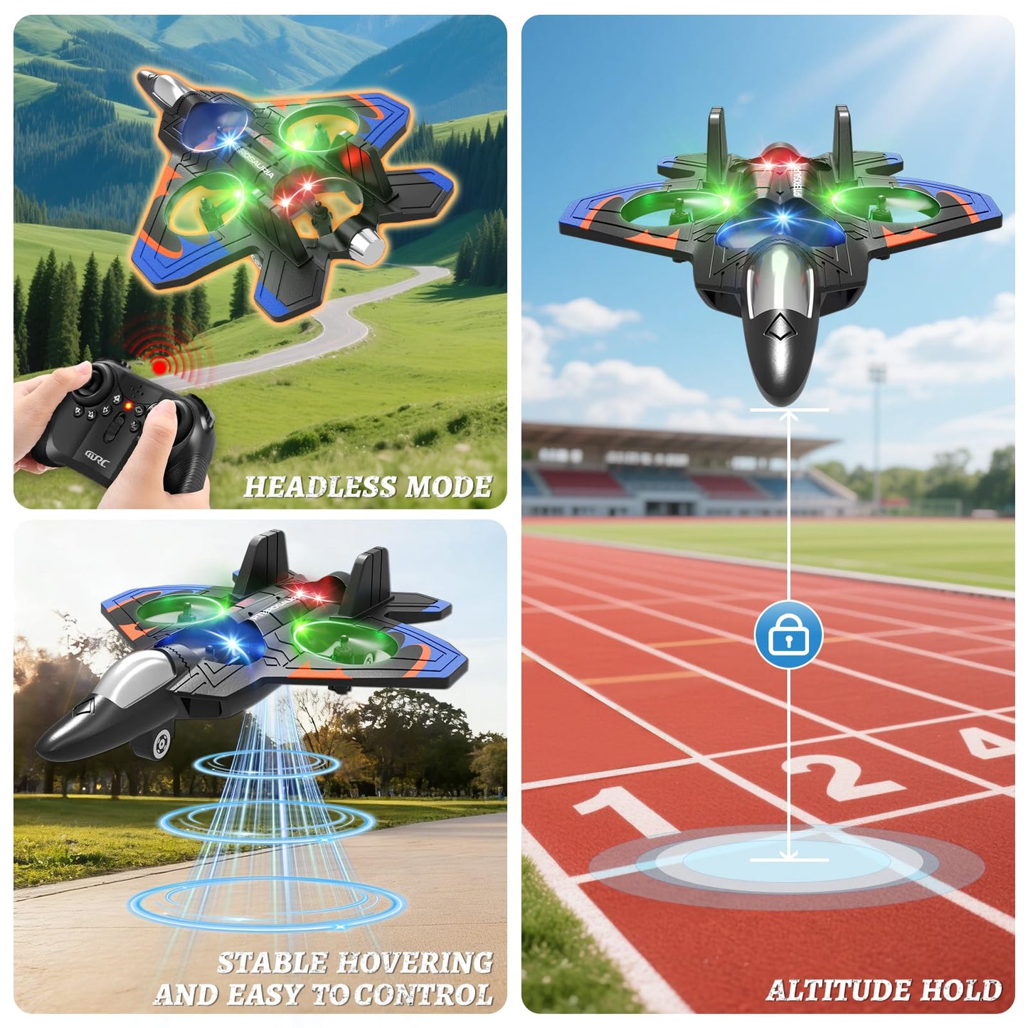 Tubokoro Foam Remote Control Airplanes with 3 Batteries, RC Planes for Kids Adults 8-16, RC Airplane Fighter Jet with Light, 360° Flip Fighter Jet Toys, Stunt Roll, Airplane Toy Gifts for Kids Boys
