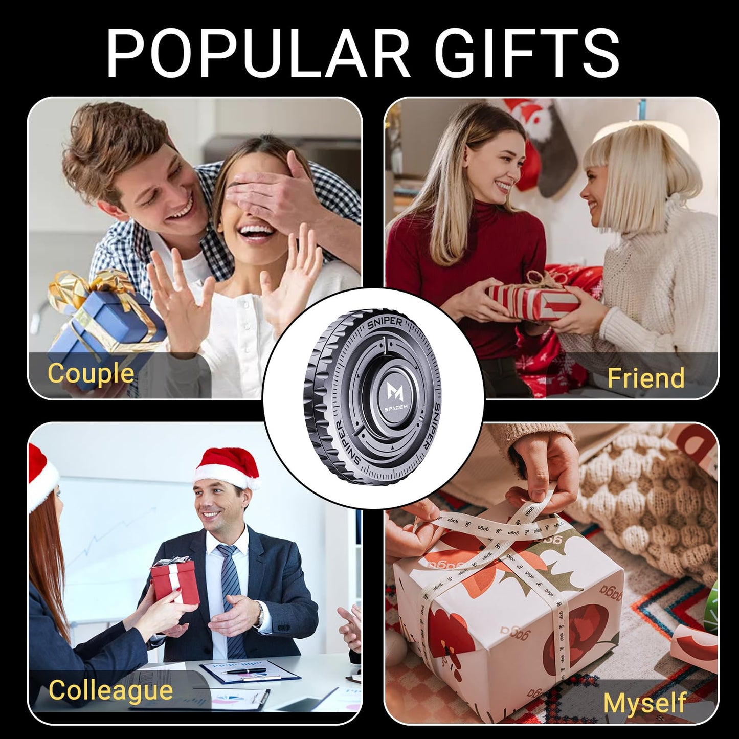 Fidget Spinner 2-in-1 Toy for Adults Kids, Metal Fidget Toy with Stainless Steel Bearing for High Speed Silent Spin & Sliding Sensory Haptic, ADHD Autism Stress Relief Anxiety Reducer for Office Desk