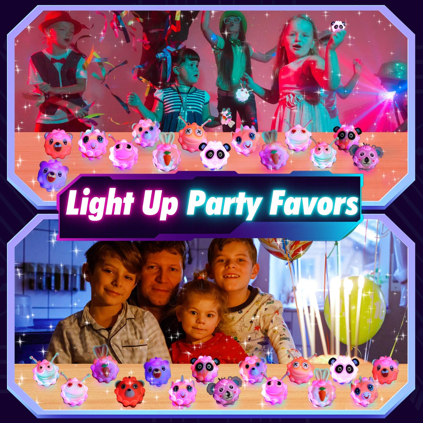 18PCS Light Up Fidget Balls Party Favors, 2 inch 3D Animal Pop Balls Fidget Toys, Party Favors for Kids 4-12, Goodie Bags Stuffers, Pinata Stuffers, Birthday Gifts, Classroom Prizes, Treasure Box Toys