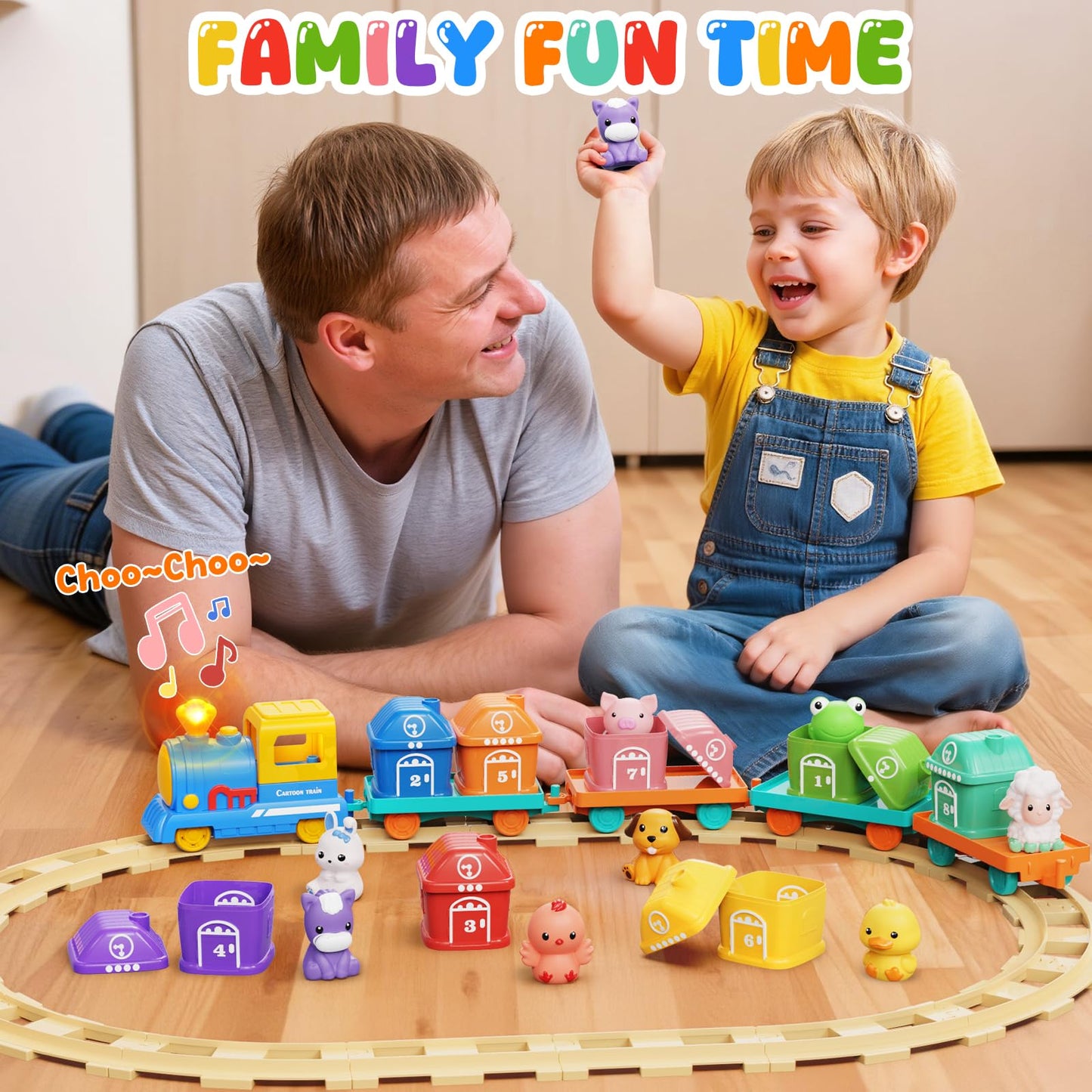 Toddler Boy Girl Toys 1-2-3, Train Set for Toddlers 2-4 with Music & Light, Toys for 1 2 3 Year Old Boy Girl, Counting Matching Sorting Montessori Learning Toy, 1 2 3 Year Old Boy Girl Birthday Gifts