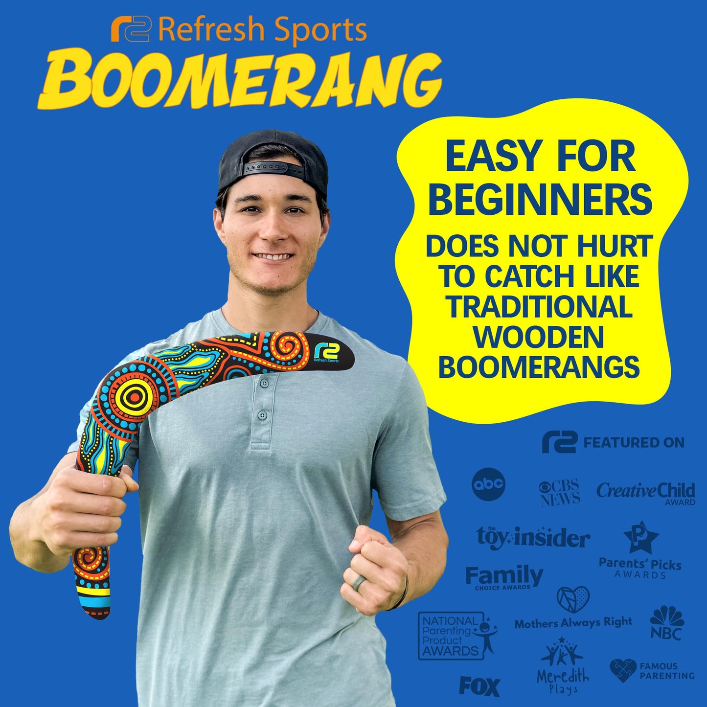 Outdoor Flying Boomerang Toy for All Ages - Outside Beach Games for Adults & Toys for Kids - Fun Outdoor Backyard Toys for Boys - Soft Boomerangs Pool Game & Birthday Gift Ideas for Boys & Girls