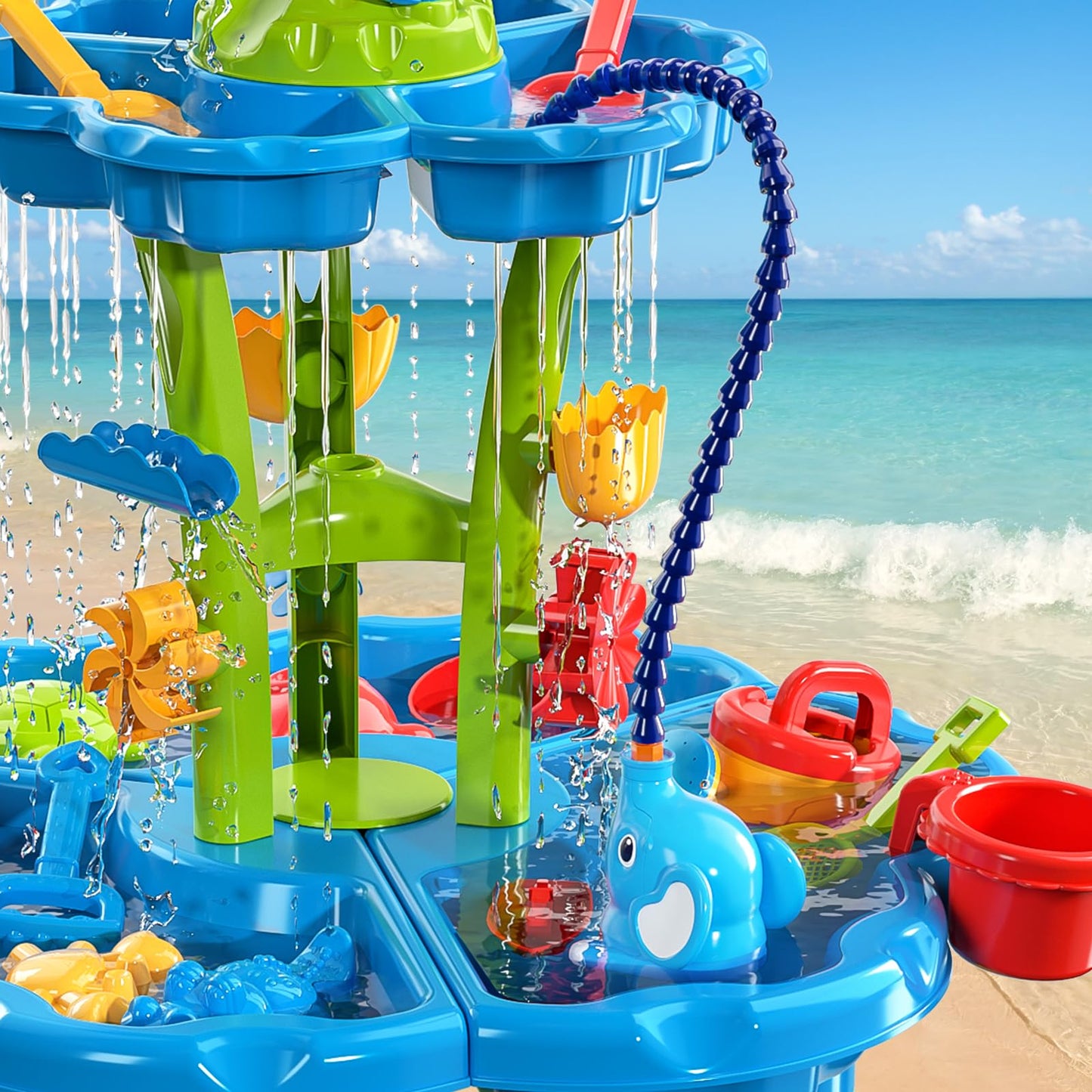 JUKUDAHU Water Table for Kids Ages 3-4 3-5 4-6 4-8 with Water Pumb, Outdoor Sensory Play Table with Beach Toys Accessories Water Waterfall for Boys Girls, Birthday Gifts for Toddlers Age 3 4 5 6 7 8